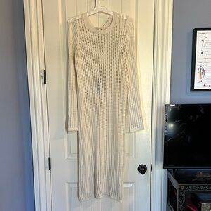 Chic Long Sleeve Knit Dress in Cream